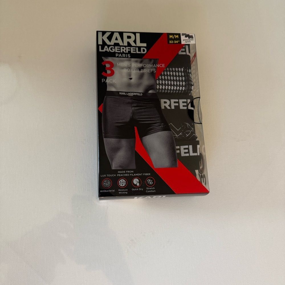 Karl Lagerfeld Men's Black Boxer Briefs 3-Pack Medium